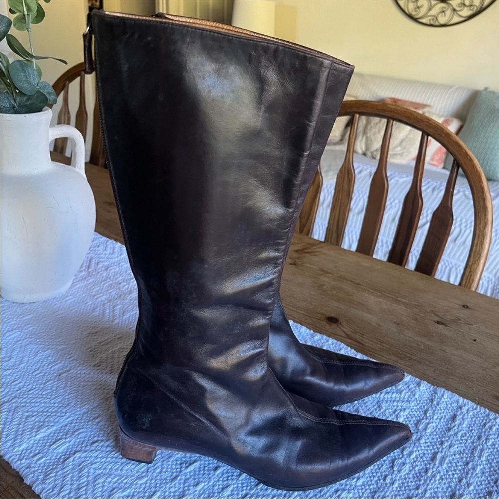 Vintage soft Gucci Dark Brown Leather Heeled Boots
